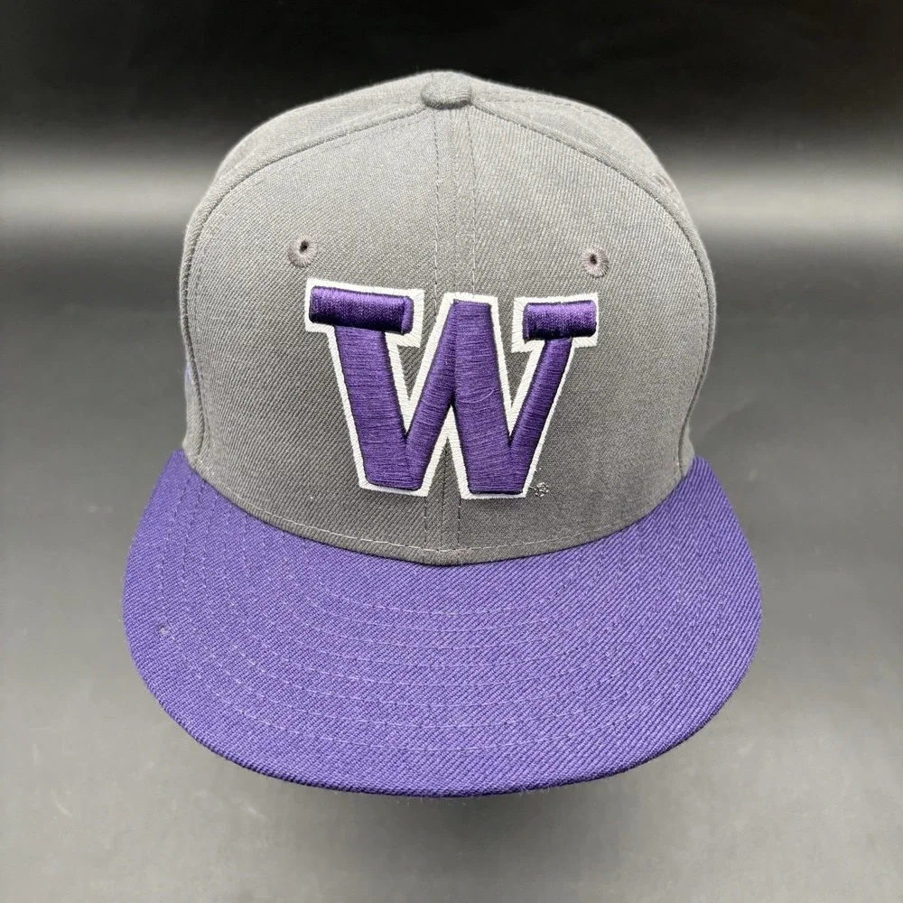 Washington Huskies New Era 59FIFTY Fitted Hat Gray Purple Size 7 1/4 Huskies